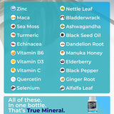 Sea Moss 3000mg Maca 2000mg Black Seed Oil 2000mg Ashwagandha 1000mg Bladderwrack 1000mg Turmeric 2000mg - Manuka Honey, Elderberry, Vitamin C & D3, Dandelion & Black Pepper - 60ct