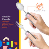 Special Supplies Adaptive Utensils (5-Piece Kitchen Set) Wide, Non-Weighted, Non-Slip Handles for Hand Tremors, Arthritis, Parkinson’s or Elderly Use (Grey)