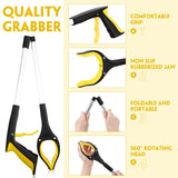 6 Pack Trash Grabber Reacher Tool for Elderly, 32" Foldable Trash Picker Upper Grabber Long Handy Mobility Aids Lightweight Reaching Tool for Pick Up Stick Arm Extension Litter Claw Picker (Yellow)