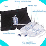 Male Urinal - Wearable Men's Urinal for Standing and Walking, Reusable Urine Collector Funnel with Elastic Waistband & 2 Urine Collection Bags - for Elderly, Bladder Leakage, Incontinence (XX-Large)