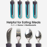 BUNMO Adaptive Utensils - Weighted Knives Forks and Spoons Silverware Set for Elderly People Disability Parkinsons Arthritis Aid Handicapped Hand Muscle Weakness Large Grip Built Up Utensils