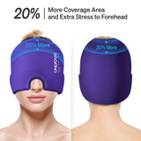 ONLYCARE Migraine Relief Cap, Upgraded Odorless Migraine Ice Head Wrap, Headache Relief Hat for Migraine, Headache Eyes Mask Gel ice Cold