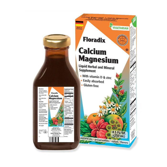Salus Floradix Calcium & Magnesium Liquid, No Artificial Colors, Flavors or Preservatives, Vegetarian Friendly, Kosher, Gluten Free, 8.5 Fluid Ounce (Pack of 1)