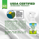 Eco Defense Bed Bug Killer - USDA Biobased Dust Mite Spray Natural Repellent Treatment - Child & Pet Friendly - 16 oz