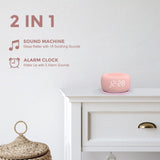 Buffbee Sound Machine & Alarm Clock 2-in-1-0-100% Display Dimmer, Under Light, Sleep Timer, Precise 30-Level Volume Control White Noise Machine