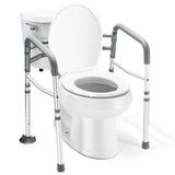 Toilet Safety Rail - Adjustable Detachable Toilet Safety Frame with Handles Heavy-Duty Toilet Safety Rails Stand Alone - Toilet Safety Rails for Elderly, Handicapped - Fits Most Toilets