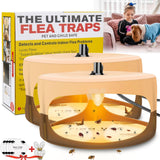 Indoor Sticky Flea Trap, Flea Trap with 2 Glue Discs Odorless Non-Toxic Natural Flea Killer Trap Pad Bed Bug Trap Light Bulb Pest Control for Home House Inside, Safe for Children Pet Dog Cat