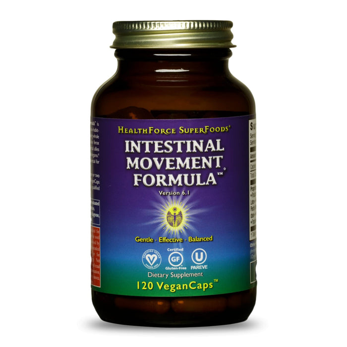 HealthForce SuperFoods Intestinal Movement Formula, Herbal Laxative, All-Natural, Organic, Non-GMO, Gluten-Free, Kosher, Vegan, 120 Count