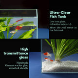 LAQUAL 3 Gallon Ultra Clear Glass Fish Tank, Rimless Low Iron Aquarium for Betta/Nano/Goldfish/Snail/Shrimp, Small Fish Tank with Fish Net & Cleaning Tools