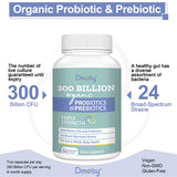 Probiotics for Women and Men 300 Billion CFU 24 Strains Probiotics with 15 Organic Herbs Prebiotics Blend Shelf Stable Probiotic Supplement for Digestive Immune & Whole-Body Health 120 Capsules