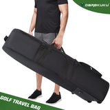 DAREKUKU Padded Golf Travel Bags with Wheels, 900D Heavy Duty Oxford Wear-Resistant, Soft-Sided Foldable Golf Club Travel Covers for Airlines, Club Bag Protection, Extra Storage Pocket