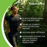 NaturesPlus Chewable Iron - 27 mg, 90 Chewable Tablets - High Potency Supplement with Vitamin C & Herbs, Promotes Healthy Blood, Natural Energy - Vegetarian, Gluten-Free - 90 Servings