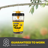 Outdoor Fly Trap [Set of 2] Fly Traps Outdoor with Dissolvable Non-Toxic Bait - Fly Repellent for Outdoor Use Only - Controls Flies for Patios, Barns, Ranches Etc. Hanging Fly Traps with Tie Included