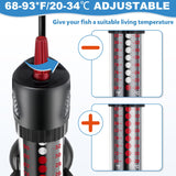 Dreyoo 2 Set 50W Aquarium Fish Tank Heater, Submersible Aquarium Heater with Thermometers and Suckers, Adjustable Knob Aquarium Water Heater Built-in Thermostat for 5-15 Gallon Aquariums