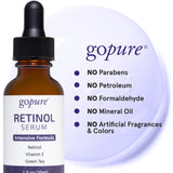 goPure Retinol Serum For Face - Anti-Aging Serum with Retinol for a Firmer, Lifted, and Youthful Look, Formulated with Green Tea and Vitamin E to Improve the Look of Dull, Uneven Skin - 1 fl oz