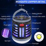 3 in 1 Indoor Bug Zapper Outdoor Mosquito Zapper, USB Rechargeable Mosquito Killer Portable Waterproof, LED Lantern Fly Zapper Camp Light SOS Emergency Light for Home, Backyard, Camping Patio (2 Pack)