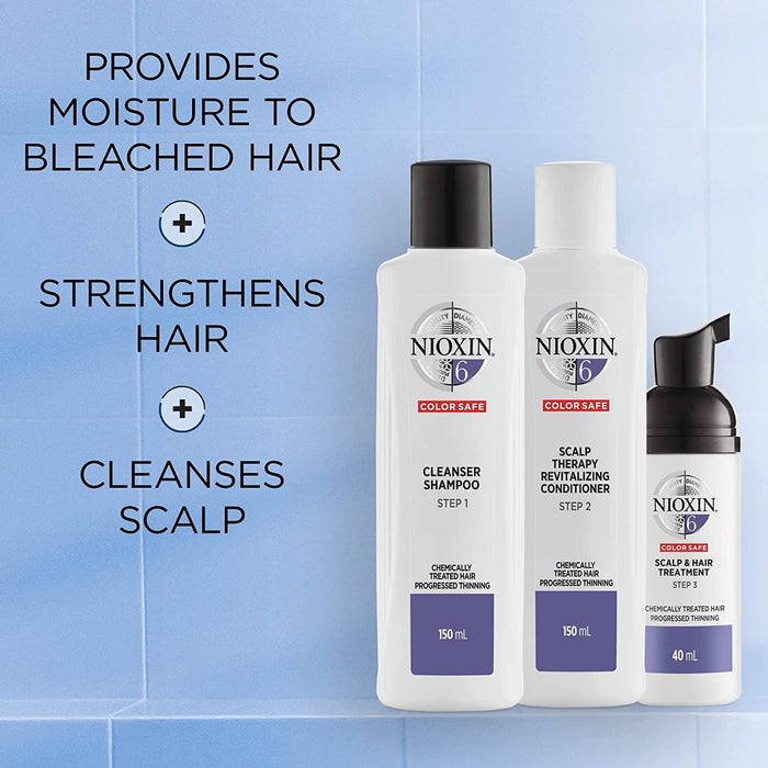 Nioxin System 6 Kit, Cleanse, Condition, and Treat the Scalp for Thicker and Stronger Hair, 3 Month Supply + Sebastian Professional Dark Oil Lightweight Hair Oil, Infused With Jojoba & Argan Oil