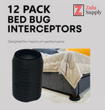 Zulu Supply Bed Bug Interceptors, Traps, Bedbug Monitor, Insect Detector for Bed Legs or Furniture (Black 12-Pack)