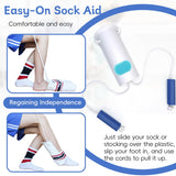 2 Pack Sock Aid, Sock Aid Device for Seniors, Sock Helpers to Put on Your Socks with Foam Handles,Sock Assistant Device no Bending Easy On Easy Off,Sock Aide for Elderly,Pregnant,Diabetics（White 2PCS）