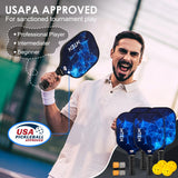 Pickleball Paddles, USAPA Approved Fiberglass Surface Pickleball Set of 4 Pickleball Rackets, Pickle Ball Paddle Set for Beginners & Pros