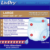 LivDry Large Ultimate Adult Pull Ups for Women and Men, Incontinence Underwear, High Absorbency, L, 15-Pack