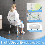 Shower Chair with Arms and Back, Padded Shower Seat for Inside Shower with Grab Bar/Toiletry Bag, Tool-Free Shower Seat for Bathtub, Shower Bath Chair for Elderly/Disabled by SOUHEILO