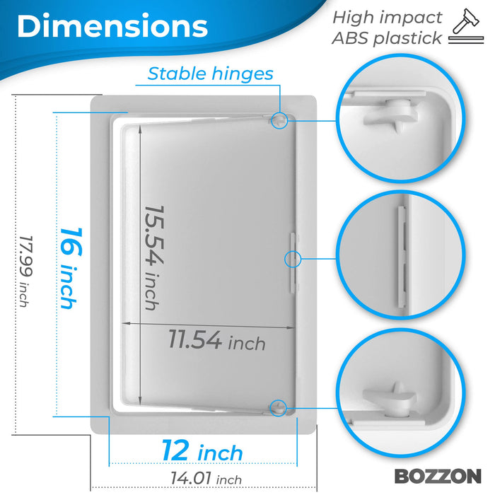 Access Panel for Drywall - 12 x 16 inch - Wall Hole Cover - Access Door - Plumbing Access Panel for Drywall - Heavy Durable Plastic White