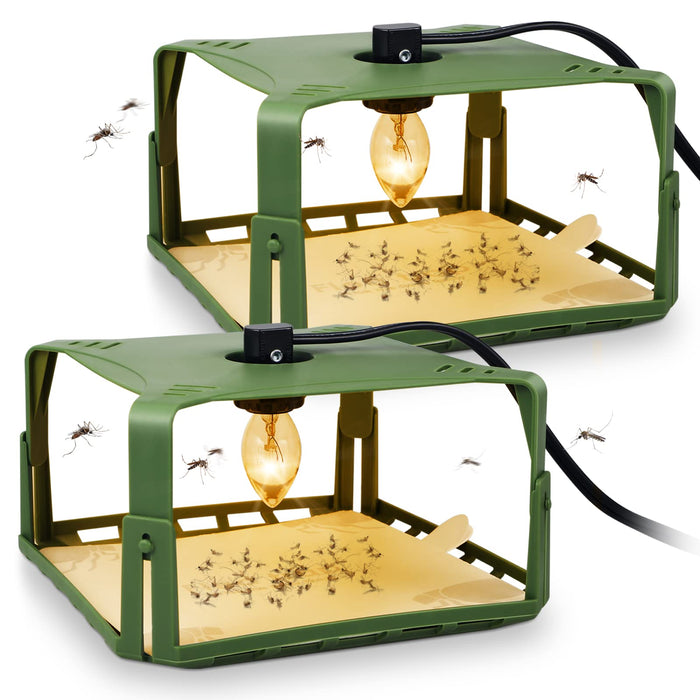 Flea Trap Indoor 2Pcs,Flea Strap Flea Killer Trap Pad Bed Bug Trap with 2 Glue Discs Odorless Non-Toxic flea Light Bulb for Inside Your Home Like Fleas,Flies,Mosquitoes,Gnats,Moths