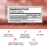 Codeage Grass Fed Beef Liver Supplement Superfood, Freeze Dried, Non-Defatted, Desiccated Beef Liver Glandulars Bovine Pills, Liver Health, Pasture Raised Beef Vitamins, Non-GMO, 180 Capsules