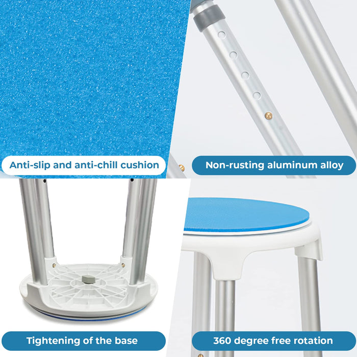 KSITEX Shower Stool for Inside Shower Swivel Shower Chairs for Seniors