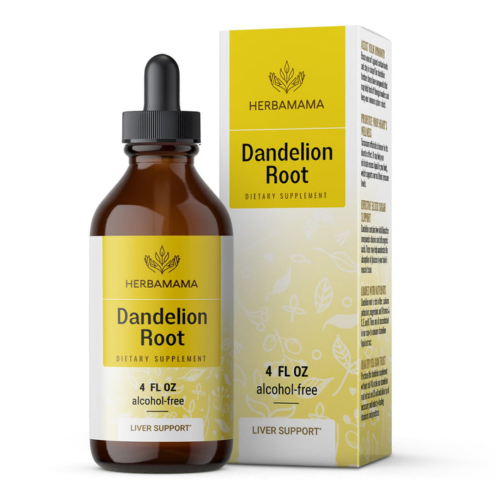 HERBAMAMA Dandelion Root Tincture - Organic Dandelion Liquid Drops - Dandelion Root Liquid Extract Supplements - 4 fl oz