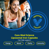 Core Med Science Liposomal Iron Supplement for Women & Men, 65mg (90 Capsules) - Iron Absorption Vitamin Pills for Deficiency During Pregnancy - Easy to Swallow & Gentle on Stomach - Dairy-Free