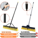 24 Inches Push Broom Outdoor Heavy Duty Broom with 63" Long Handle for Deck Driveway Garage Yard Patio Concrete Floor Cleaning Yellow