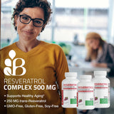 Bronson Resveratrol 500 Complex Standardized Trans-Resveratrol + Grape Seed & Red Wine Extract, 120 Capsules