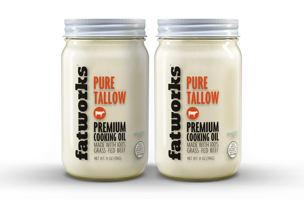 Fatworks 100% Grass Fed & Grass Finished, Pasture Raised Beef Tallow, Artisanally Rendered, WHOLE30 Approved, KETO, PALEO, 14 oz.