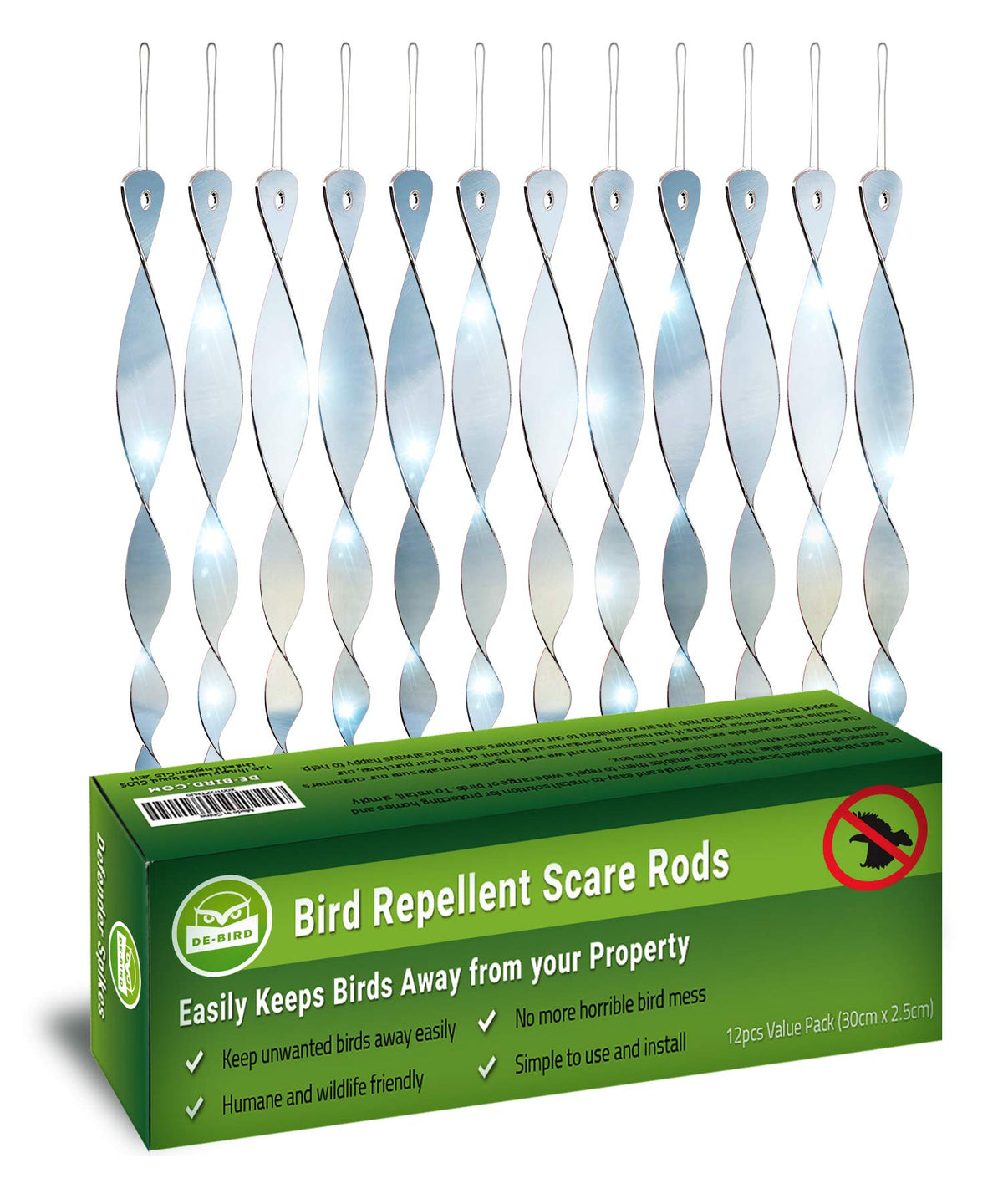 De-Bird Bird Scare Rods, Deterrents for Outside to Birds Away, Easy-In