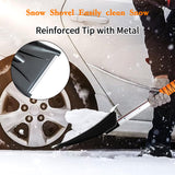 KOKKING 4 in 1 Snow Shovel Kit Extendable Snow Brush 180°Pivoting with Ice Scrapers & Snow Brushes with Foam Grip for Car, Trucks, SUVs, Vehicle (Orange)