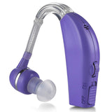 Digital Hearing Aid Amplifier Set - Rechargeable Behind the Ear Personal Sound Amplification Device - for Adults and Seniors with All-Day Battery Life, (Single Unit, Purple)