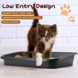 Uiifan 3 Pcs Low Entry Senior Cat Litter Box Large Size Pet Litter Box Low Entry Open Top Cat Litter Box for Senior Kitten Frail Handicap Disabled Older Elderly Cats, Easy to Clean (Dark Gray)