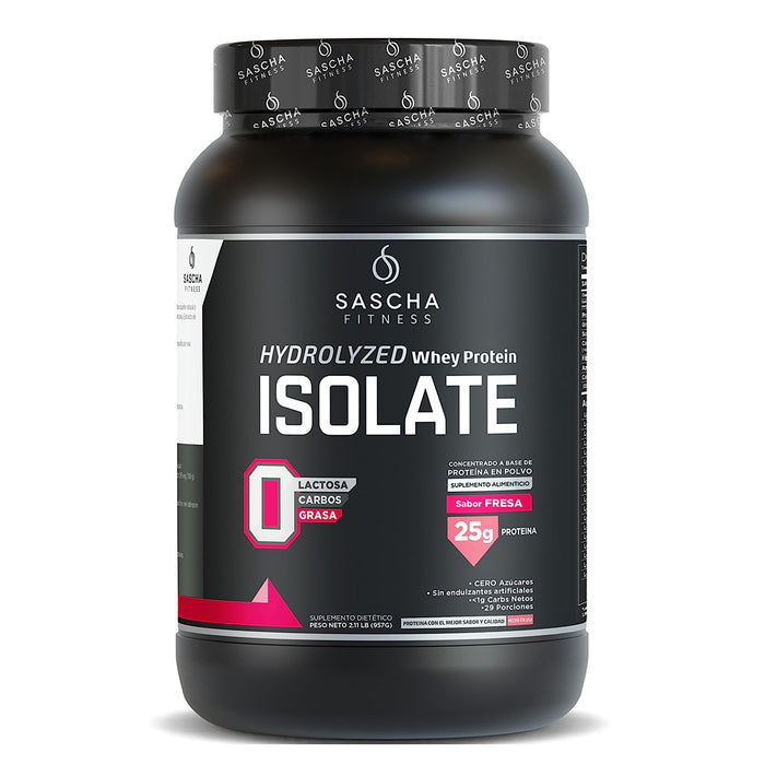 SASCHA FITNESS Hydrolyzed Whey Protein Isolate,100% Grass-Fed (2 Pounds, Strawberry)