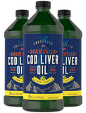 Carlyle Cod Liver Oil Liquid | 16 fl oz | Pack of 3 Bottles | Lemon Flavor | Norwegian | Non GMO, Gluten Free