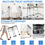 UGarden Upgraded Toilet Safety Rail, Stainless Steel Toilet Rail, 350LBS Toilet Rails for Seniors, Adjustable & Detachable Safety Frame for Toilet, Toilet Frame for Elderly Adults - Fits Most Toilets