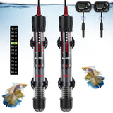 Dreyoo 2 Set 50W Aquarium Fish Tank Heater, Submersible Aquarium Heater with Thermometers and Suckers, Adjustable Knob Aquarium Water Heater Built-in Thermostat for 5-15 Gallon Aquariums