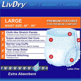 LivDry Adult Incontinence Underwear, Extra Absorbency Adult Diapers, Leak Protection, Large, 18-Pack