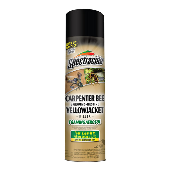 Spectracide Carpenter Bee And Ground-Nesting Yellowjacket Killer Foaming Aerosol 16 Ounce (Pack of 12), Expands To Where Insects Live