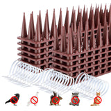 24-Pack Pigeons Bird Spikes for Outside with 30 Cable Ties, Birds Deterrent Spikes for Pigeons and Other Small Birds, Squirrel Spikes Keeping Raccoon Cats Away from Fence Roof Mailbox Brown