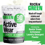 Rockin' Green Laundry Detergent, Plant based, All Natural Laundry Detergent Powder, Vegan and Biodegradable Odor Fighter, Safe for Sensitive Skin (Active Wear 90 Loads - Unscented)