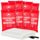 Prepared Hero Emergency Fire Blanket - 8 Pack - Fire Suppression Blanket for Kitchen, 40” x 40” Fire Blanket for Home, Fiberglass Fire Blanket.