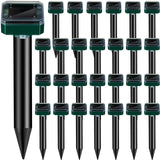 28 Pieces Solar Mole Repellent Ultrasonic Outdoor Gopher Deterrent Spikes for Garden Yard Lawn Waterproof Solar Powered Repeller for Groundhogs, Voles, Snakes and Other Burrowing Animals (Square)