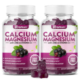 Calcium Magnesium Zinc with Vitamin D3 Supplement, Sugar Free Calcium Gummies for Women Men, High Absorption Zinc Gummies for Bone & Muscle & Immune Health, Vegan Elderberry Flavor - 120 Count